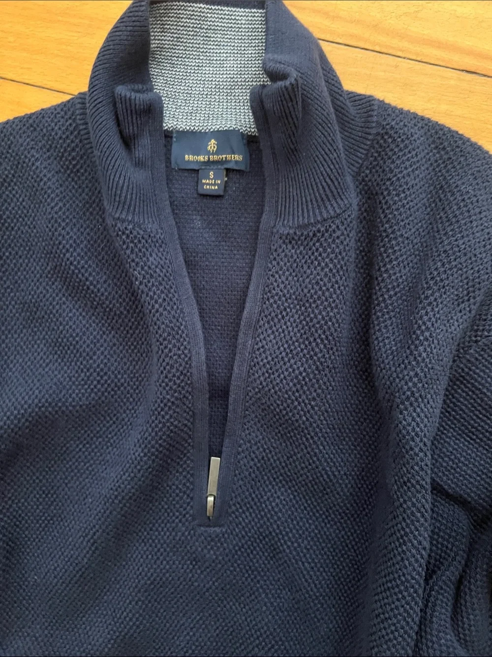 Brooks Brothers - Navy Quarter-Zip Textured Men’s Sweater. Size S
